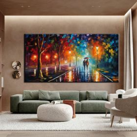 Hand Oil Pianting Abstract Romantic City Landscape Oil Painting On Canvas Large Wall Art Hand Painted Colorful Tree Painting Modern Wall Decor (style: 02, size: 150x220cm)