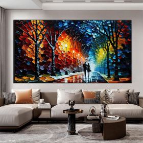 Hand Oil Pianting Abstract Romantic City Landscape Oil Painting On Canvas Large Wall Art Hand Painted Colorful Tree Painting Modern Wall Decor (style: 06, size: 60X90cm)