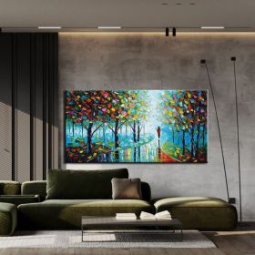 Hand Oil Pianting Abstract Romantic City Landscape Oil Painting On Canvas Large Wall Art Hand Painted Colorful Tree Painting Modern Wall Decor (style: 03, size: 90x120cm)