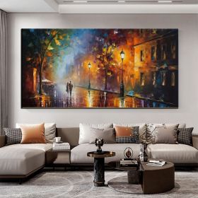 Hand Oil Pianting Abstract Romantic City Landscape Oil Painting On Canvas Large Wall Art Hand Painted Colorful Tree Painting Modern Wall Decor (style: 08, size: 100X150cm)