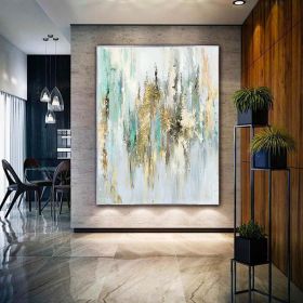 Handmade Oil Painting Abstract Gold Foil Wall Decor Hand Painted Canvas living room bedroom luxurious decoration Frameless Only Canvas (style: 03, size: 60X90cm)