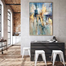 Handmade Oil Painting Abstract Gold Foil Wall Decor Hand Painted Canvas living room bedroom luxurious decoration Frameless Only Canvas (style: 02, size: 100X150cm)