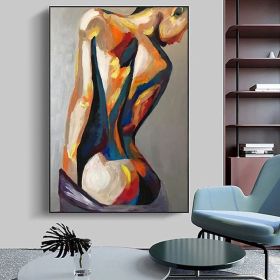 Handpainted large Sexy Naked Back Wall Art Sexy Girl woman Modern Abstract Nude Oil Painting on Canvas Home Entryway Living Room Bedroom Luxuriou (style: 01, size: 60X90cm)