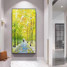 Hand painted Couples painting Couples Walking on a forest path Spiritual Art Landscape oil painting on canvas Tree art palette knife art (style: 03, size: 60x120cm)