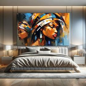 Abstract Black Women Art African Women Hand Painted Oil Painting Mid Century Modern Wall Art Black Girl Wall Art Oversized Wall Decor Above Couch (style: 01, size: 100X150cm)