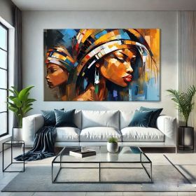 Abstract Black Women Art African Women Hand Painted Oil Painting Mid Century Modern Wall Art Black Girl Wall Art Oversized Wall Decor Above Couch (style: 01, size: 140x210cm)