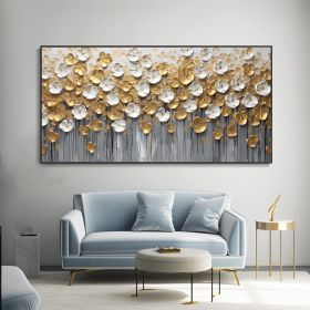 Original Gold Floral Abstract Handmade Oil Painting Designer Limited Gold Leaf Painting Modern Light Luxury Canvas Wall Art Room Wall Home Decor (style: 01, size: 60x120cm)