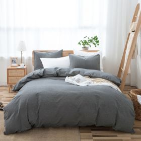 100% Washed Cotton Duvet Cover Set, Durable Fade-Resistant Natural Bedding Set (No Comforter) (Color: Grey, size: TWIN)